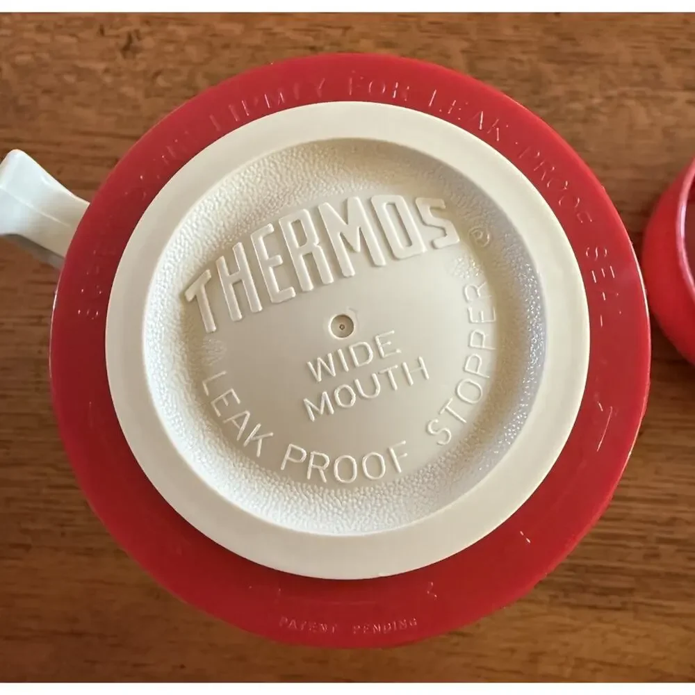 Vintage Thermos Model 6002 Red & White 10 oz Wide Mouth Vacuum Food Jar Complete